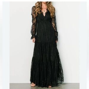 Baltic Born Gloria Black Lace Maxi Dress Size 1XL Witchy Whimsigoth Dark Romanti